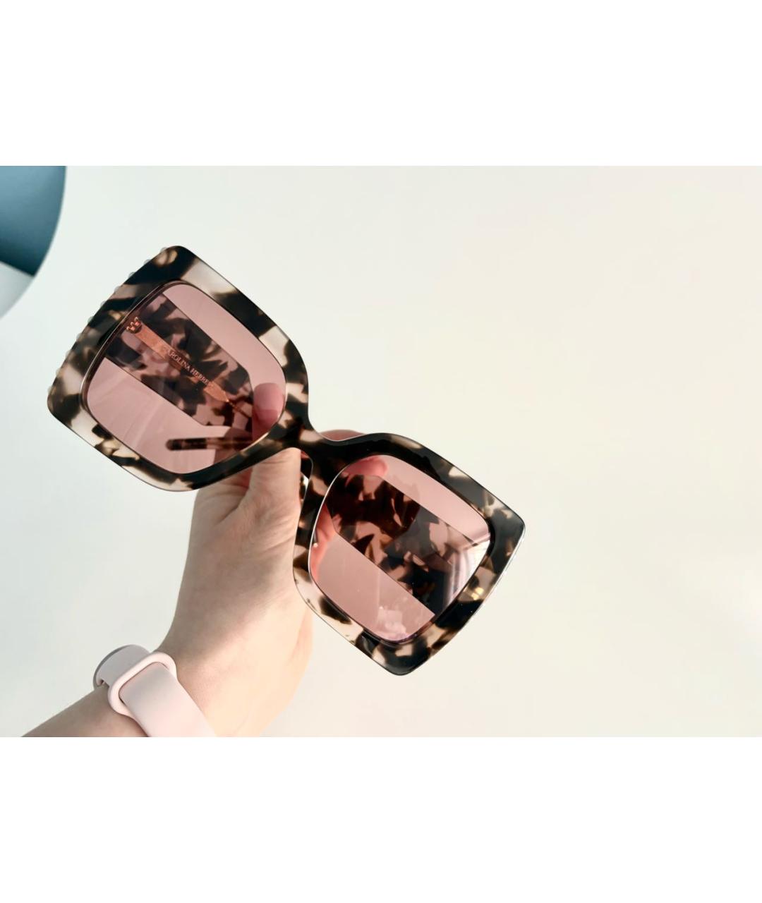 CAROLINA HERRERA Коричневые пластиковые солнцезащитные очки, фото 5