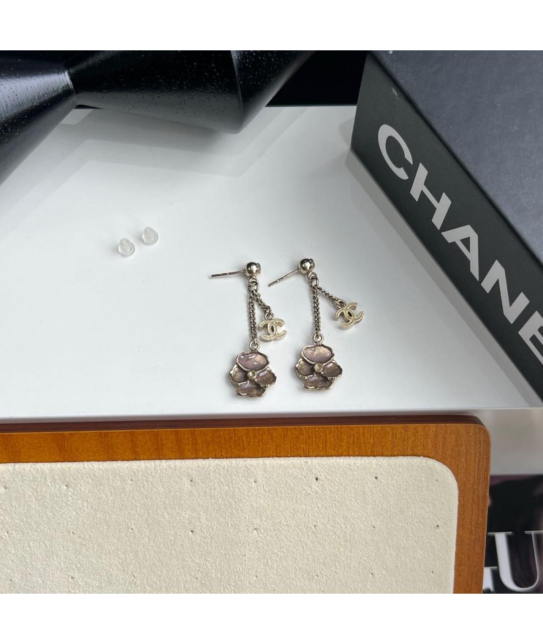 CHANEL Золотые металлические серьги, фото 2