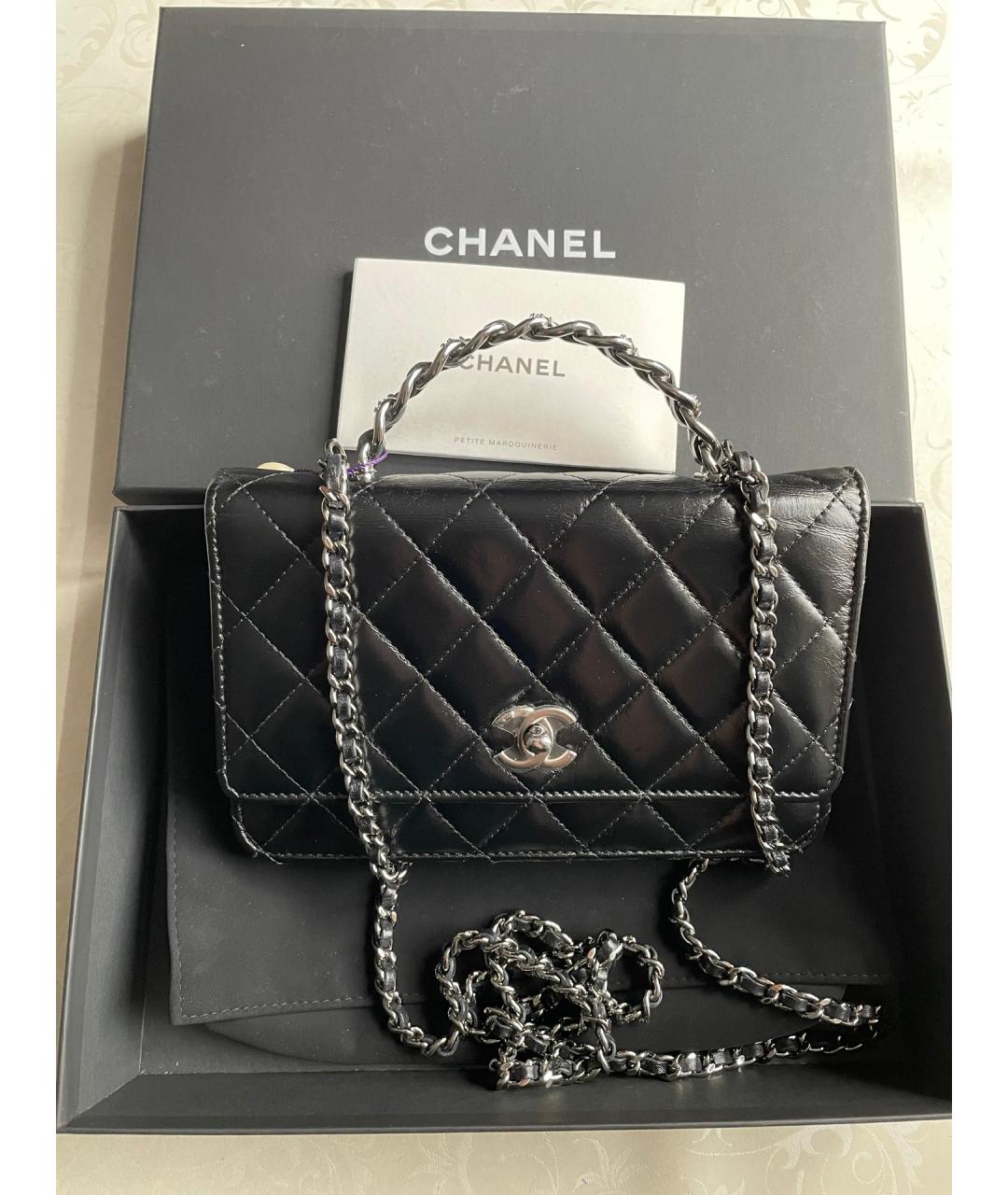 CHANEL Черная кожаная сумка через плечо, фото 7