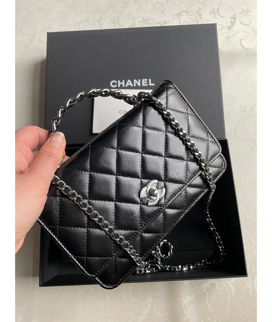 CHANEL Черная кожаная сумка через плечо, фото 2