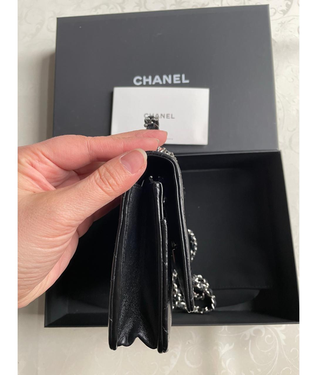 CHANEL Черная кожаная сумка через плечо, фото 5
