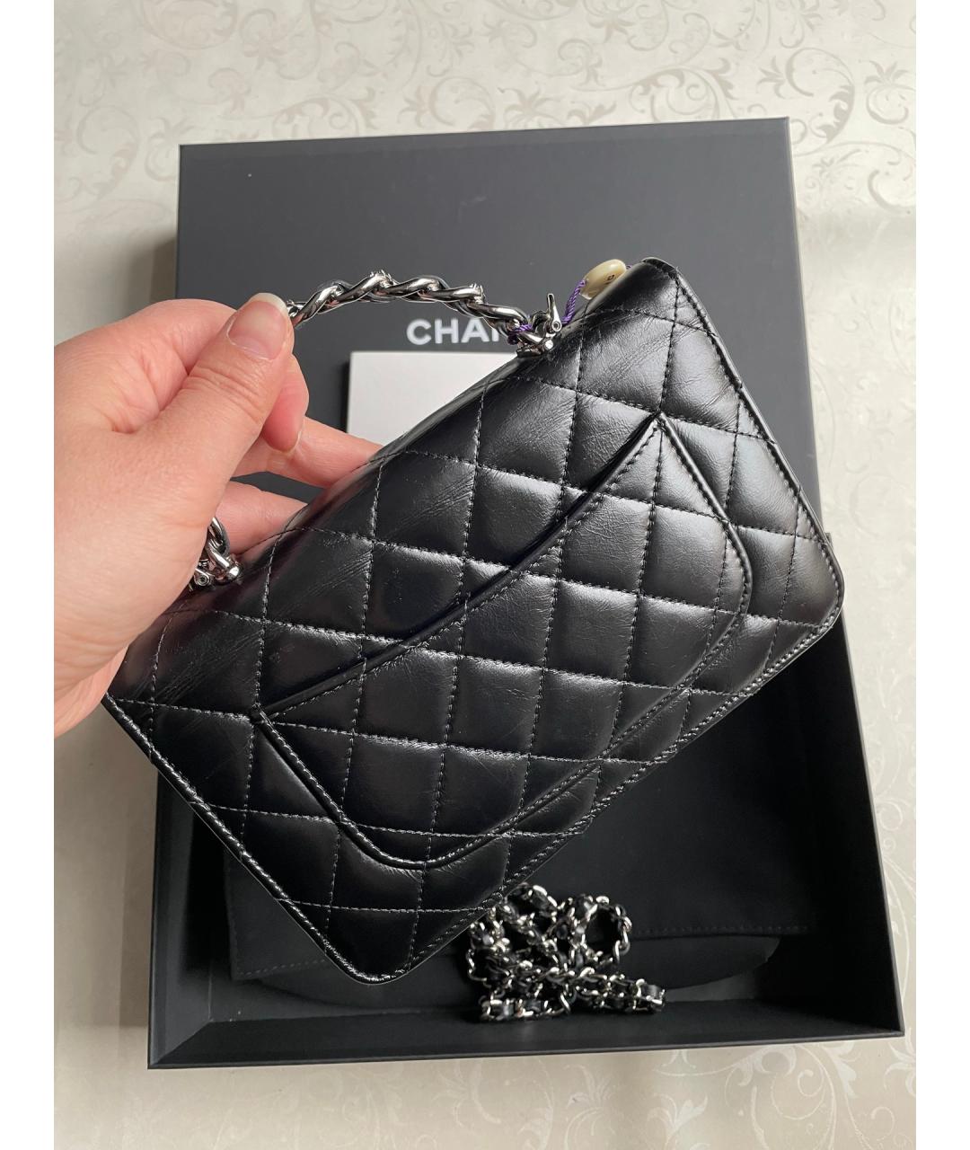 CHANEL Черная кожаная сумка через плечо, фото 3