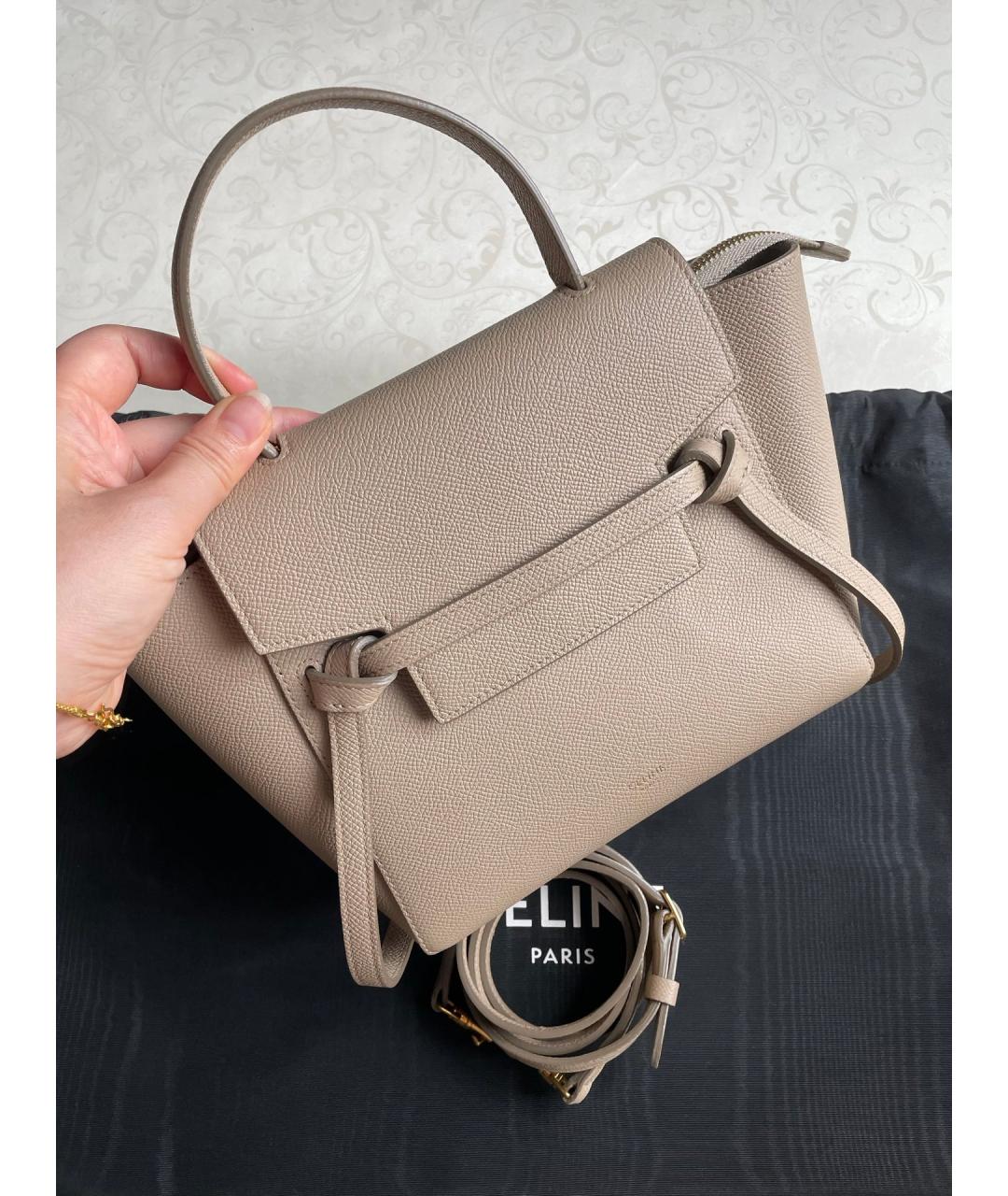 CELINE Бежевая кожаная сумка тоут, фото 2