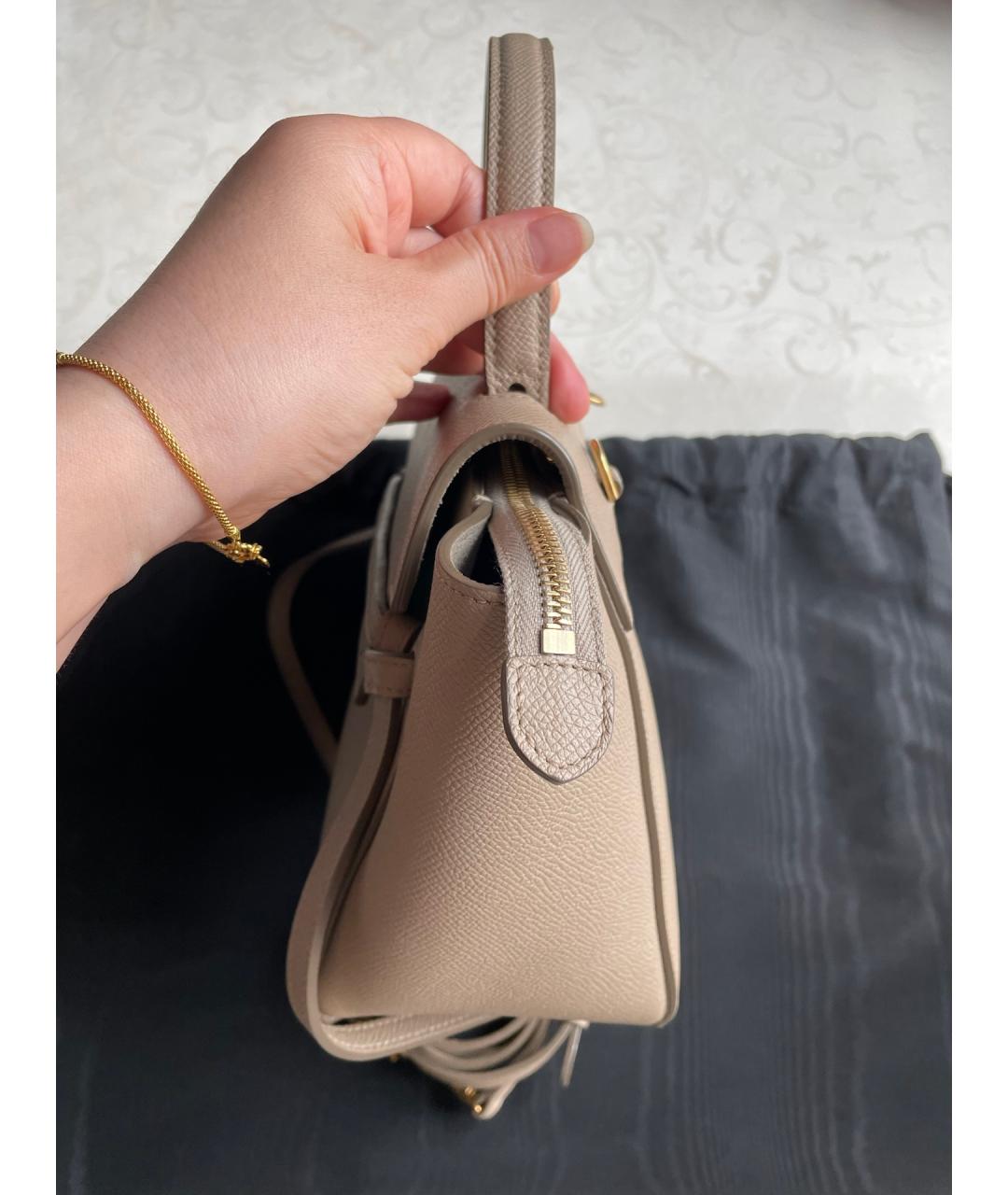 CELINE Бежевая кожаная сумка тоут, фото 4