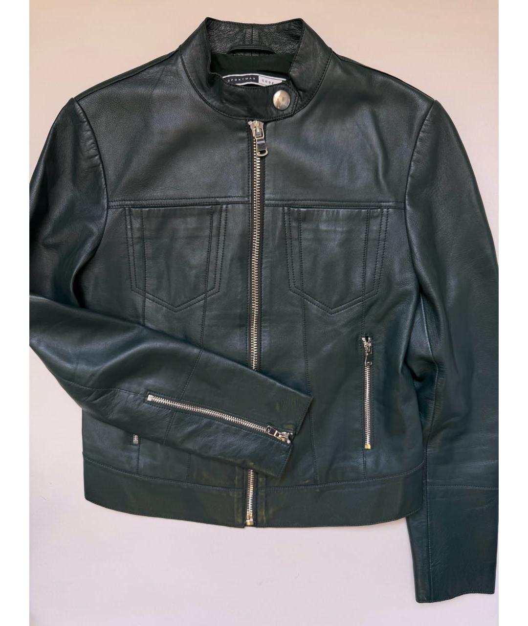 SPORT MAX CODE Зеленая кожаная куртка, фото 4
