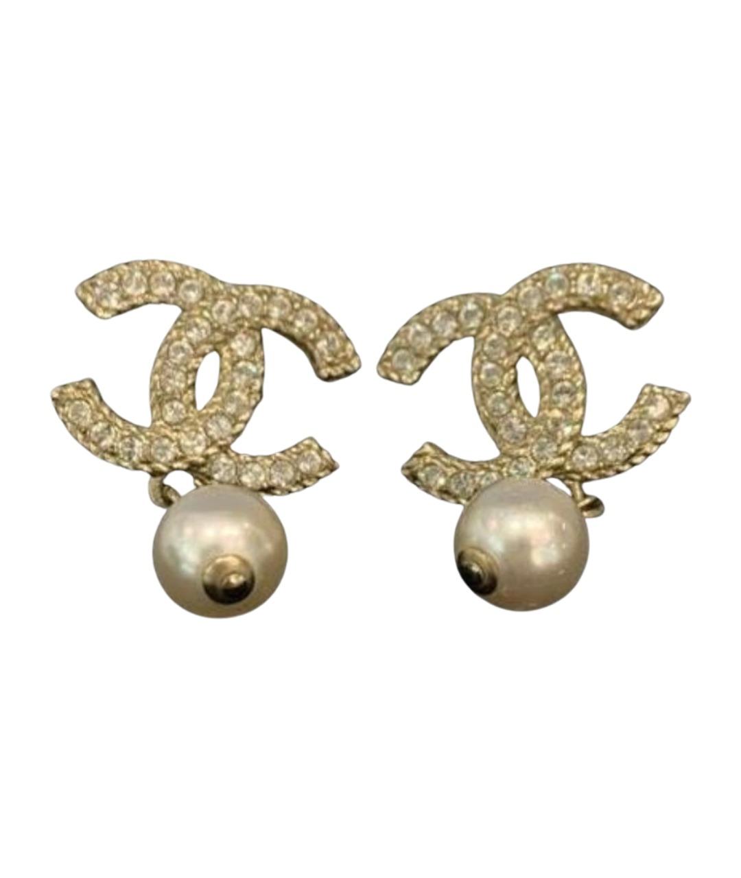 CHANEL Золотые металлические серьги, фото 1