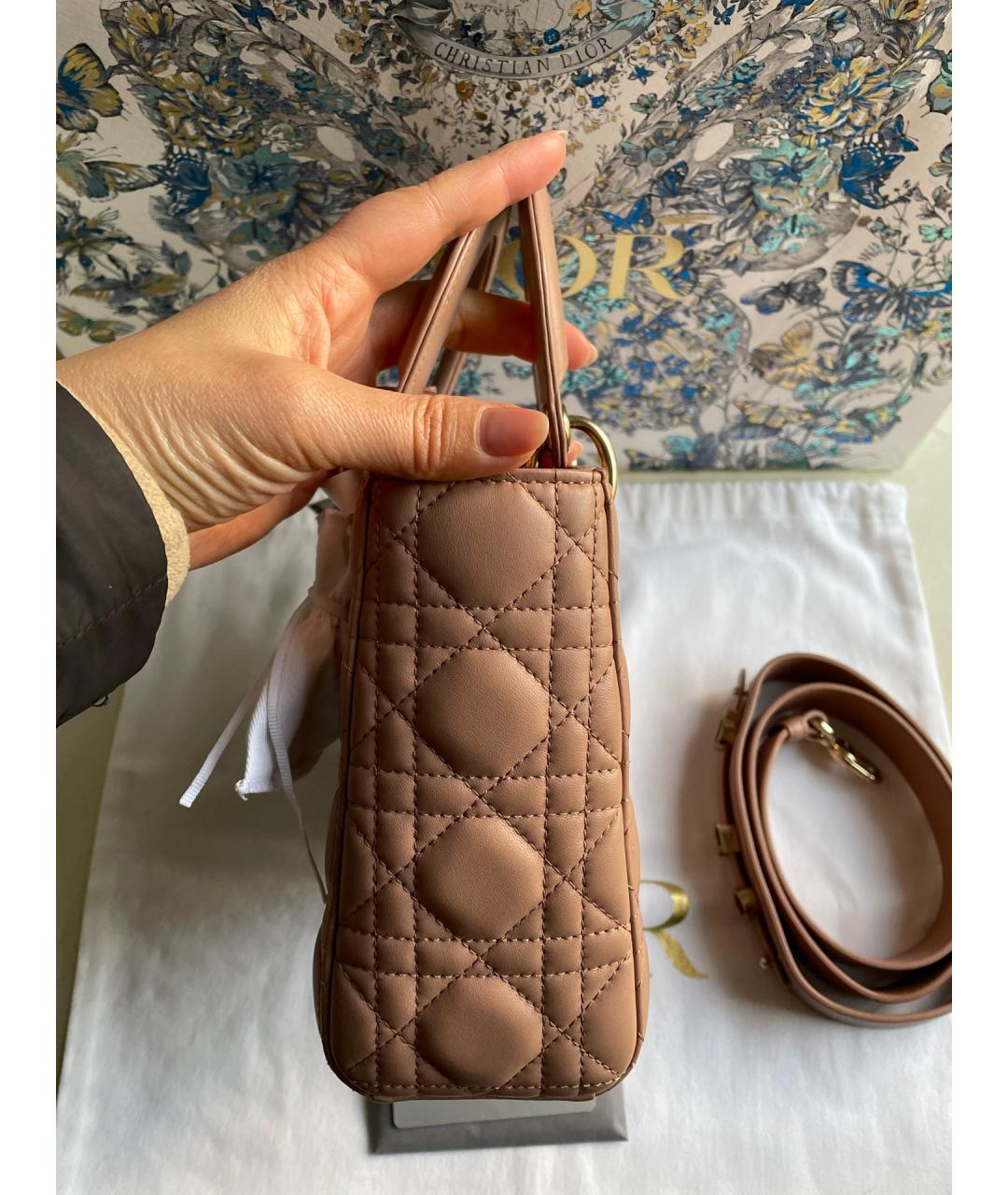 CHRISTIAN DIOR Коричневая кожаная сумка тоут, фото 4