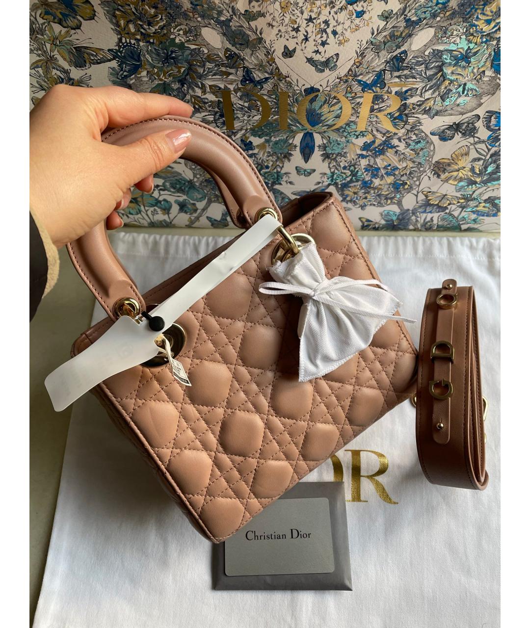 CHRISTIAN DIOR Коричневая кожаная сумка тоут, фото 2