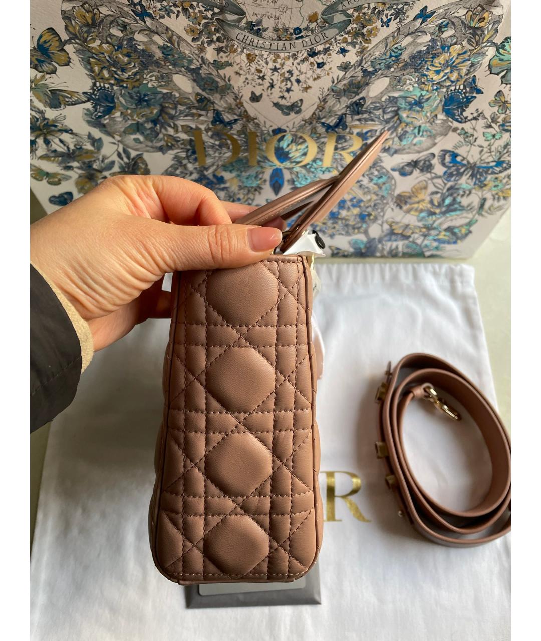 CHRISTIAN DIOR Коричневая кожаная сумка тоут, фото 5
