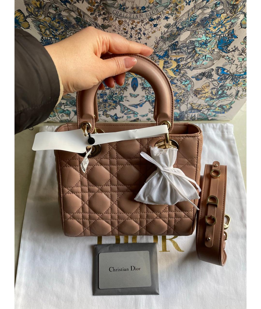 CHRISTIAN DIOR Коричневая кожаная сумка тоут, фото 7