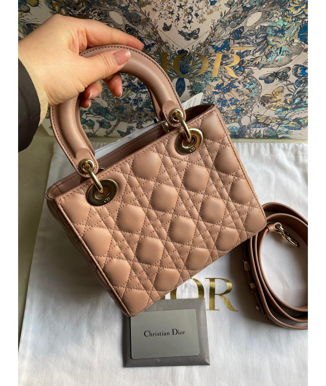 CHRISTIAN DIOR Коричневая кожаная сумка тоут, фото 3