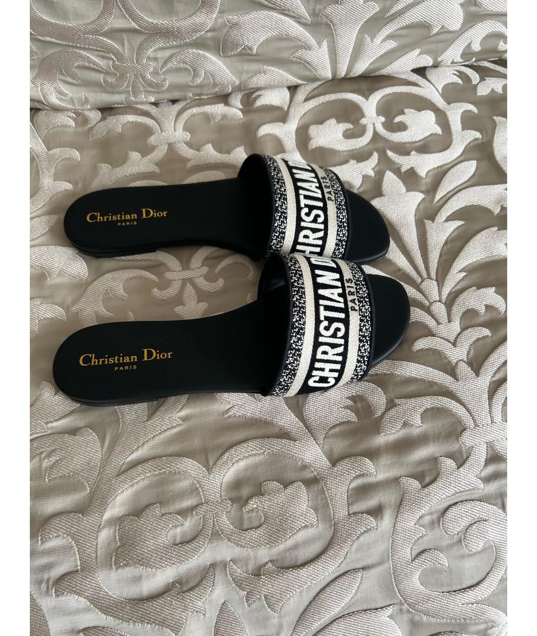 CHRISTIAN DIOR Темно-синие кожаные шлепанцы, фото 4