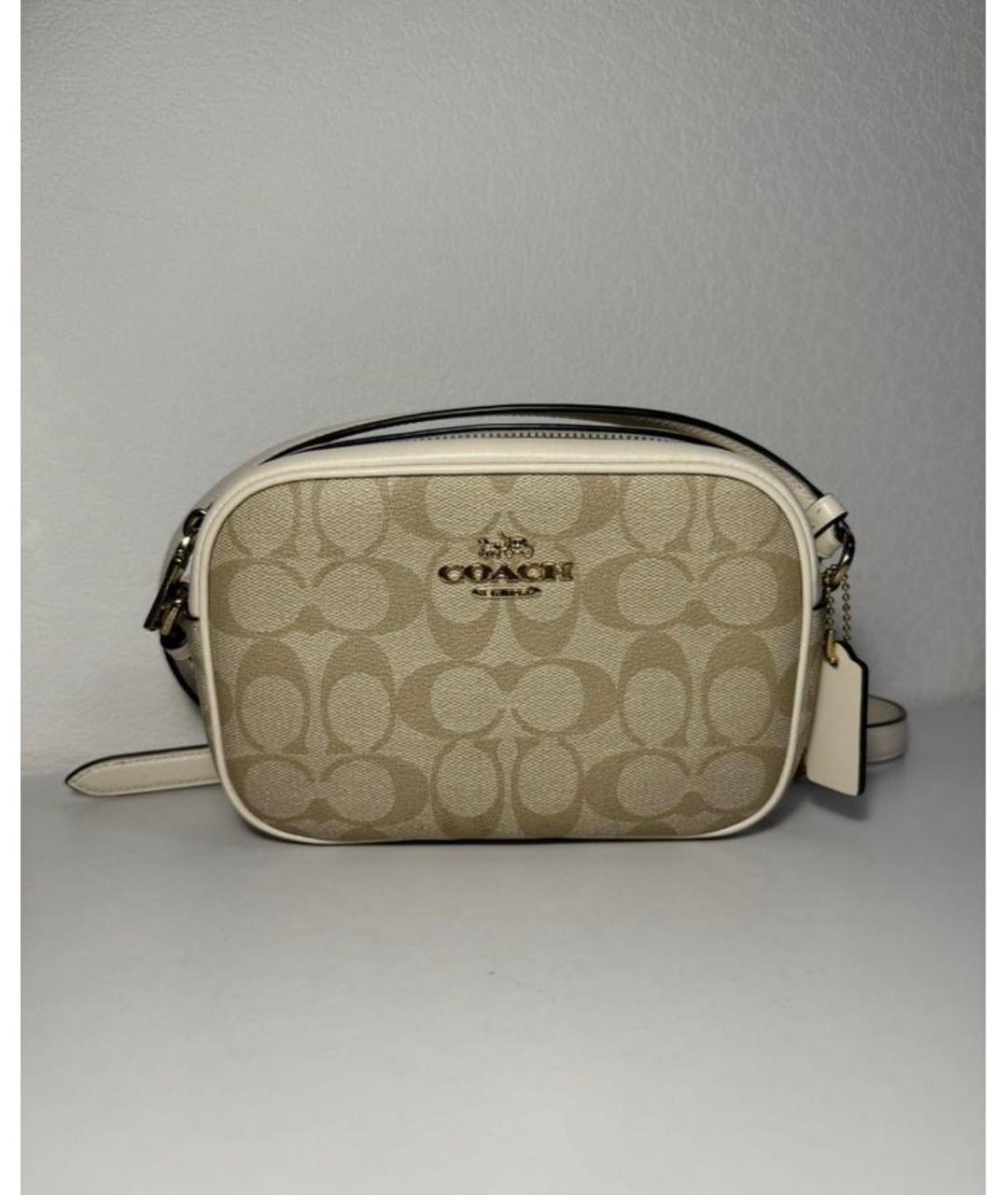 COACH Бежевая кожаная сумка через плечо, фото 9