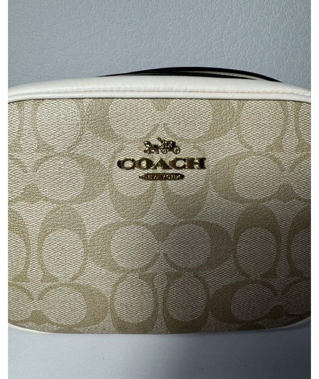 COACH Бежевая кожаная сумка через плечо, фото 7