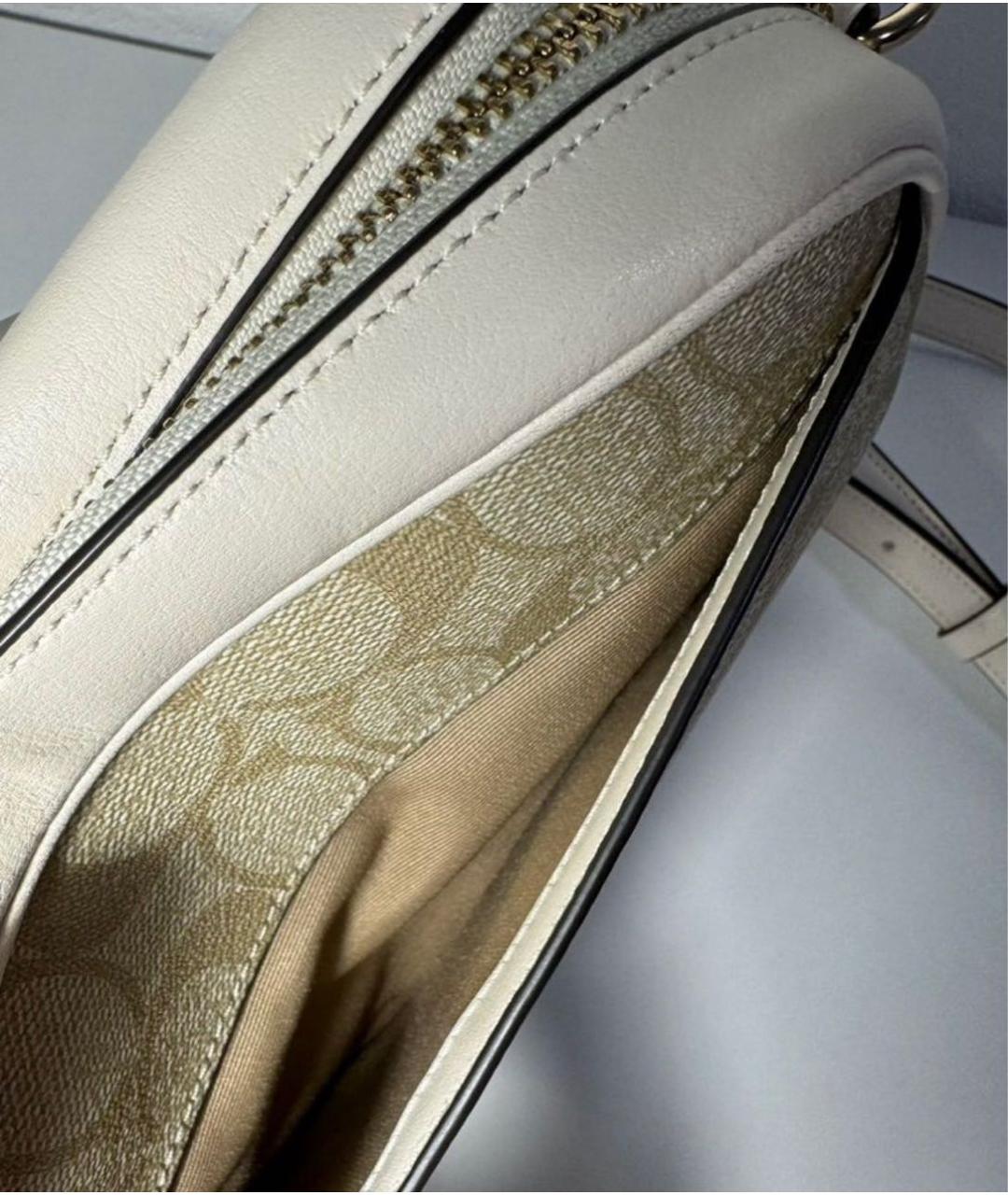 COACH Бежевая кожаная сумка через плечо, фото 6