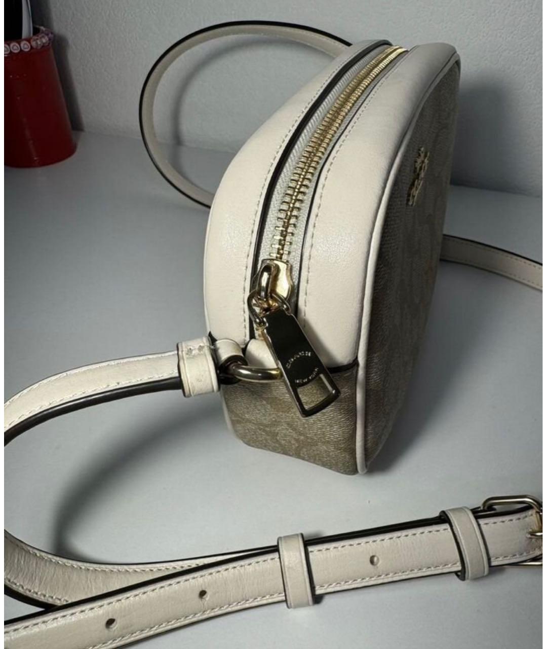 COACH Бежевая кожаная сумка через плечо, фото 4