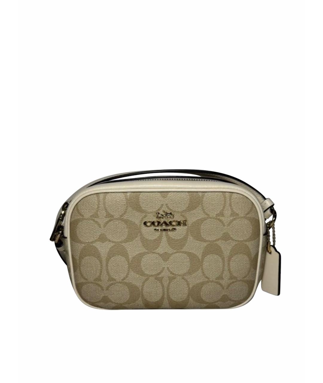 COACH Бежевая кожаная сумка через плечо, фото 1