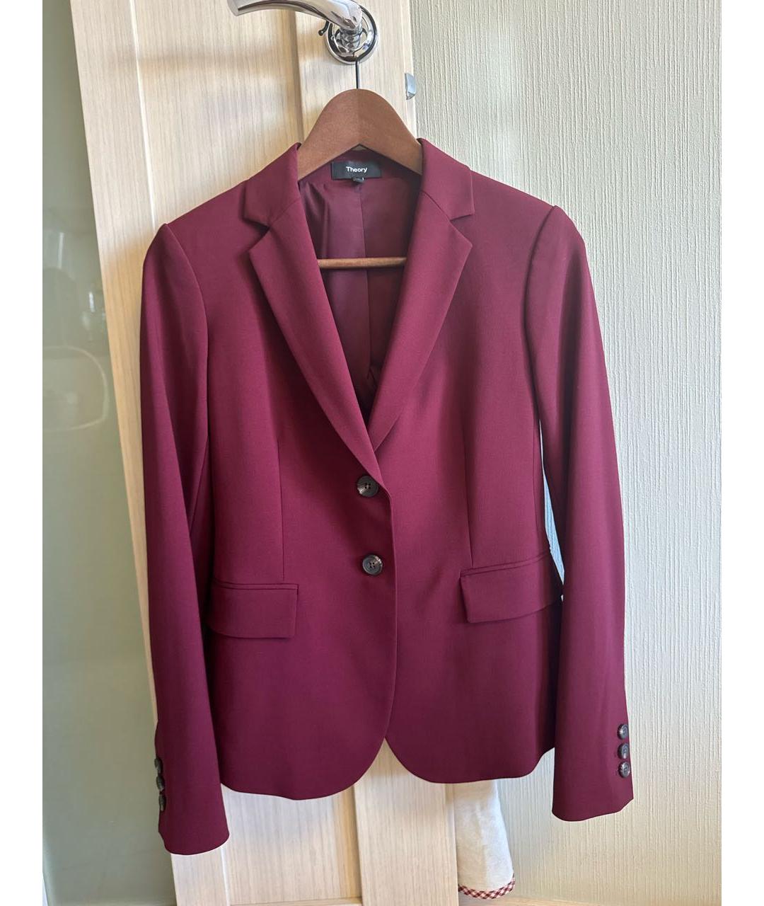 THEORY Бордовый шерстяной костюм с брюками, фото 8