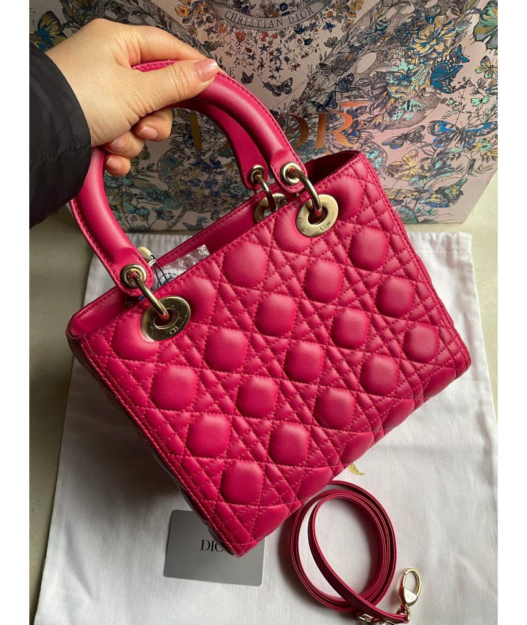 CHRISTIAN DIOR Красная кожаная сумка тоут, фото 3