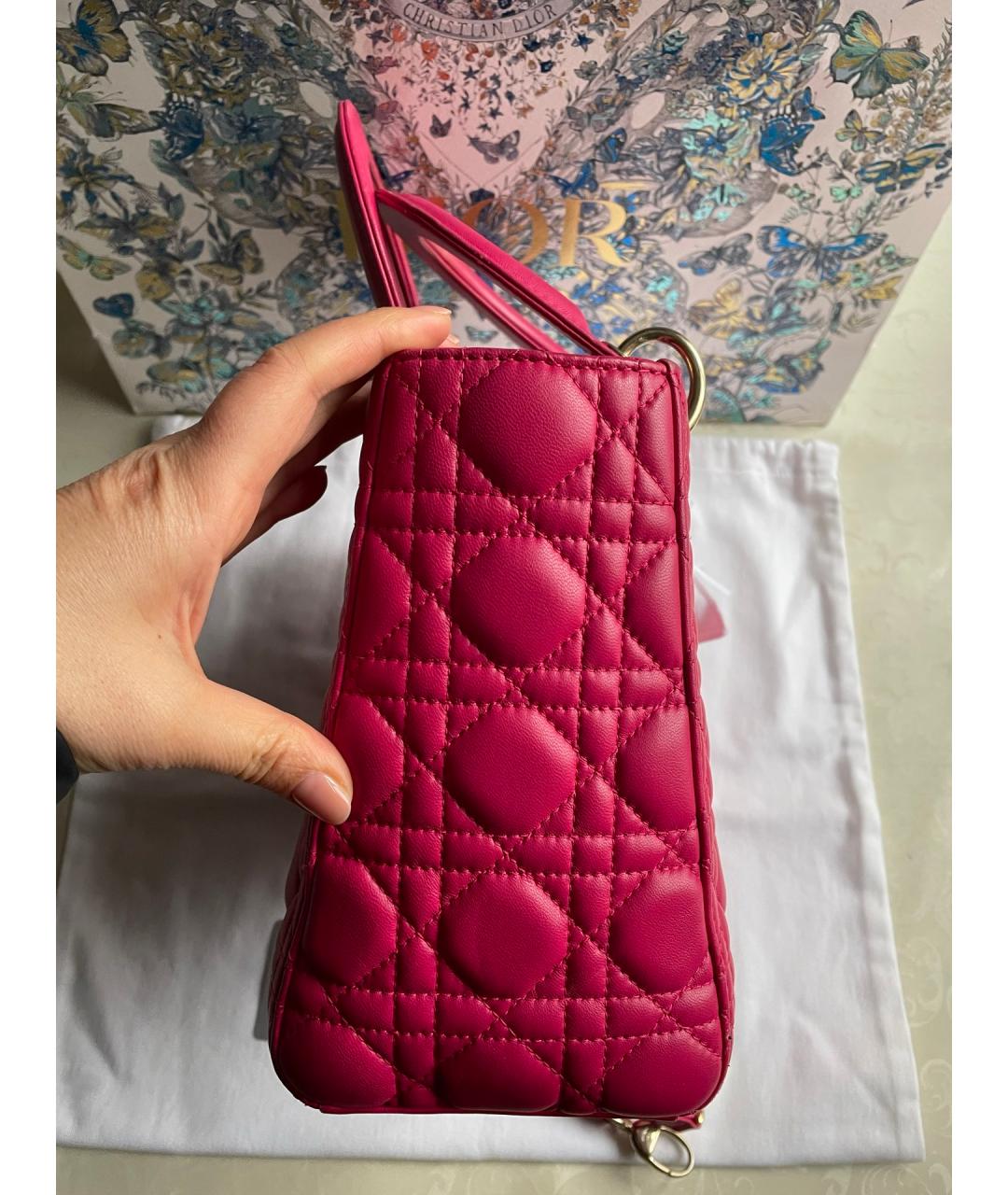 CHRISTIAN DIOR Красная кожаная сумка тоут, фото 5