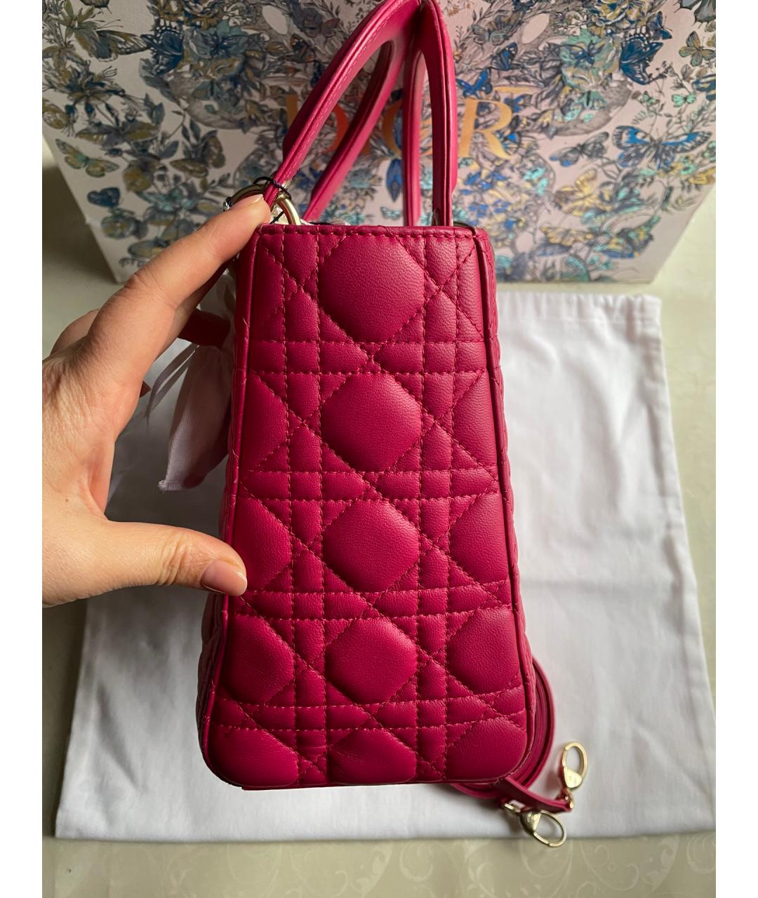 CHRISTIAN DIOR Красная кожаная сумка тоут, фото 4