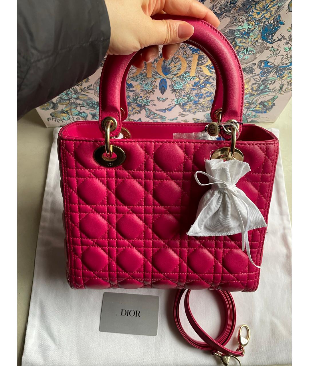 CHRISTIAN DIOR Красная кожаная сумка тоут, фото 7