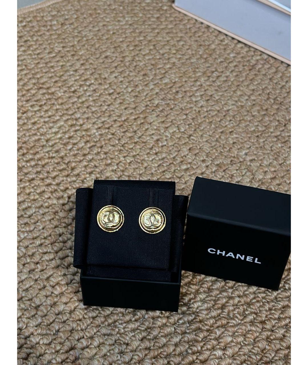 CHANEL Золотые металлические серьги, фото 4
