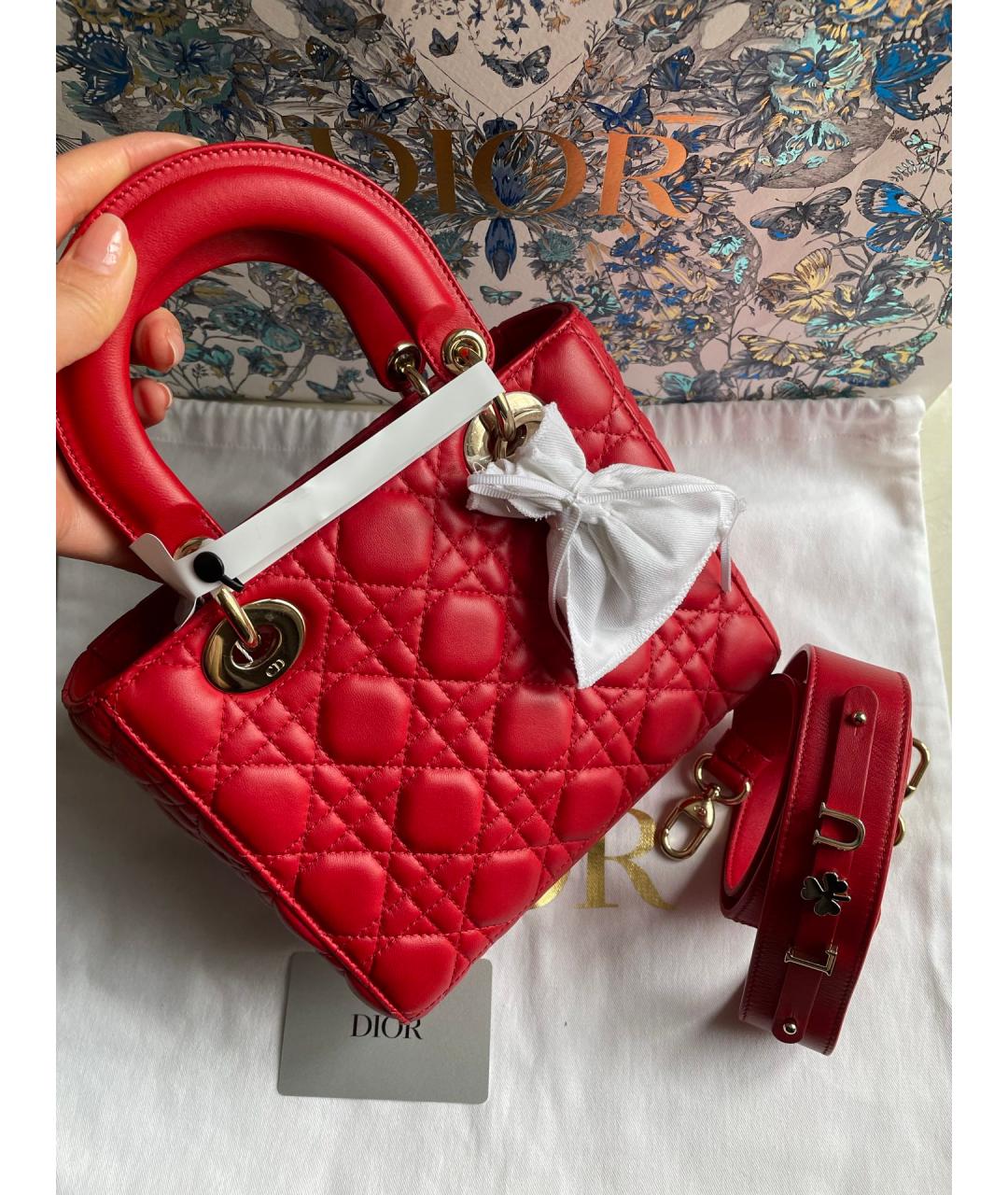 CHRISTIAN DIOR Красная кожаная сумка тоут, фото 2