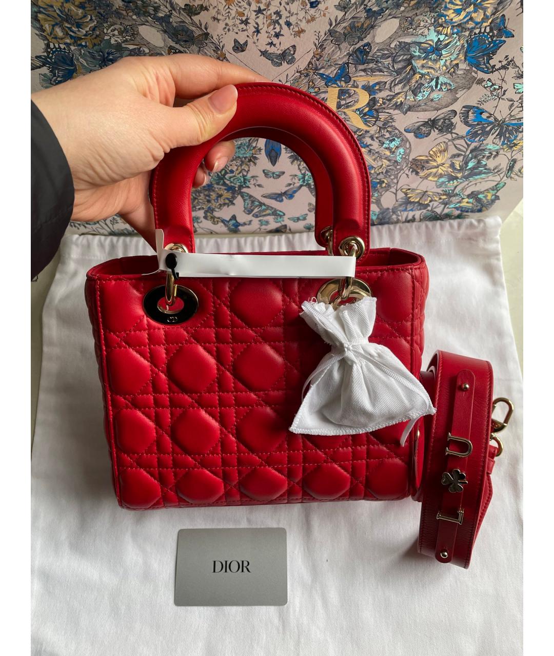 CHRISTIAN DIOR Красная кожаная сумка тоут, фото 7