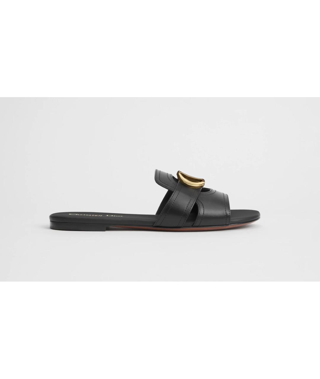 CHRISTIAN DIOR Черные кожаные шлепанцы, фото 1