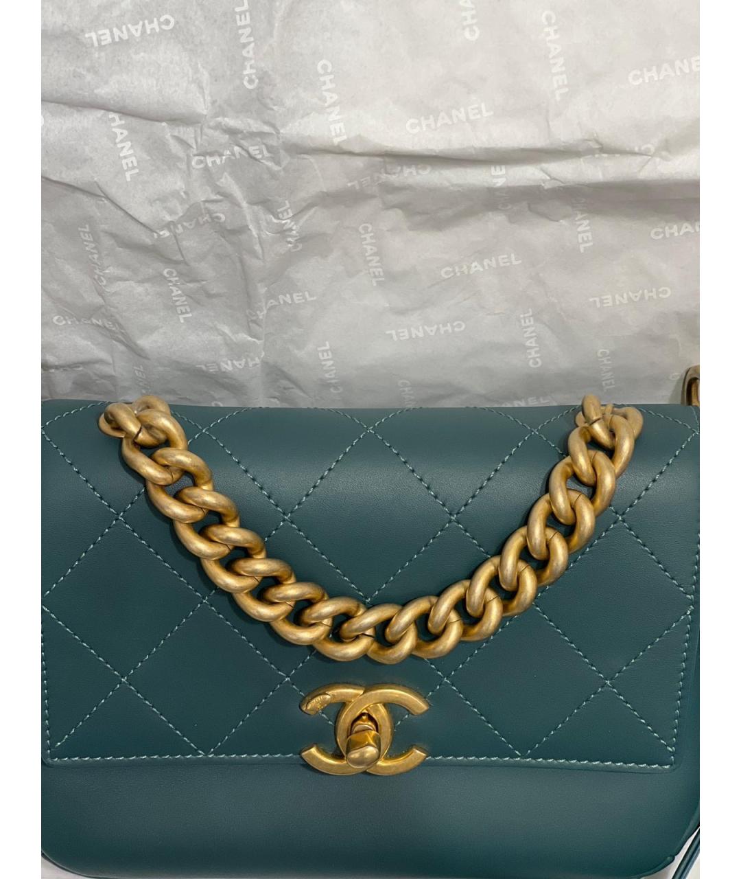CHANEL Зеленая кожаная сумка через плечо, фото 2