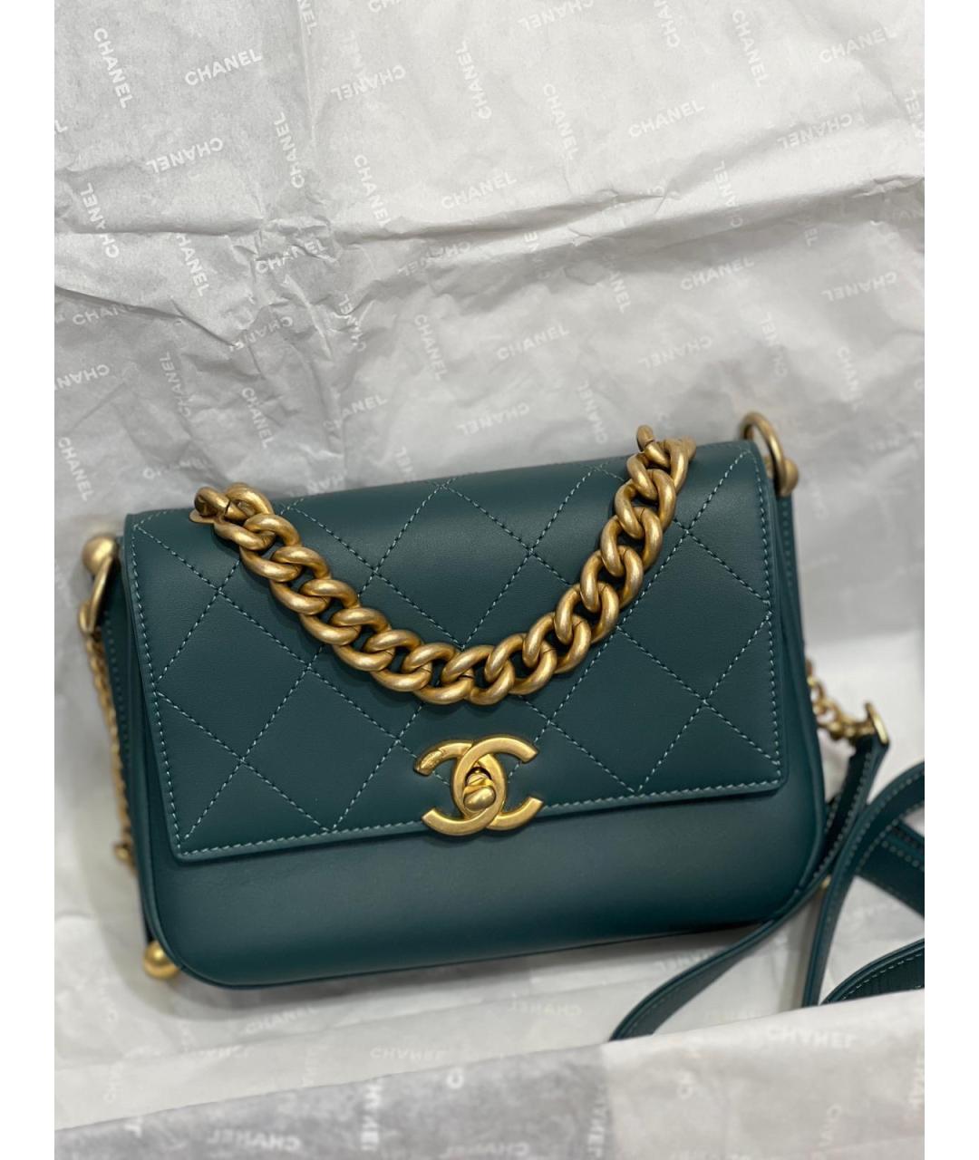CHANEL Зеленая кожаная сумка через плечо, фото 9