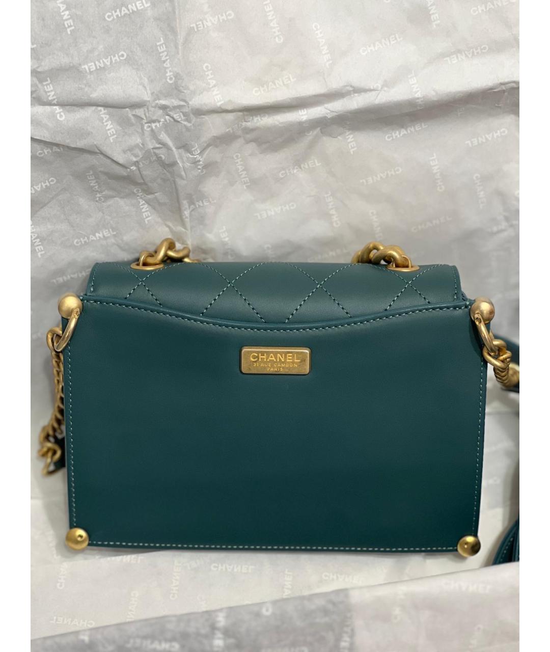 CHANEL Зеленая кожаная сумка через плечо, фото 3