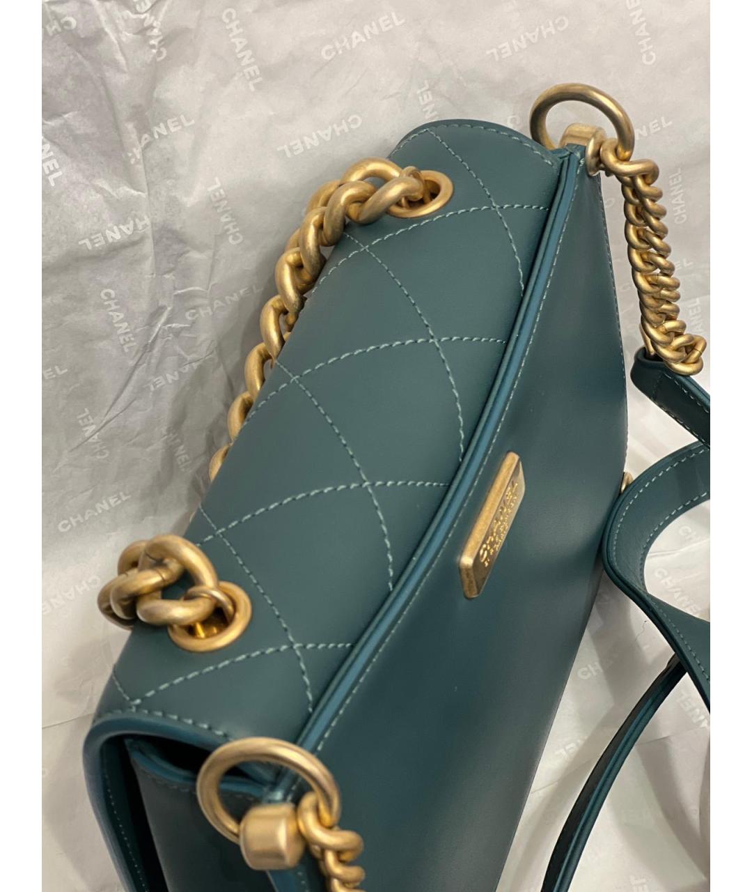 CHANEL Зеленая кожаная сумка через плечо, фото 5