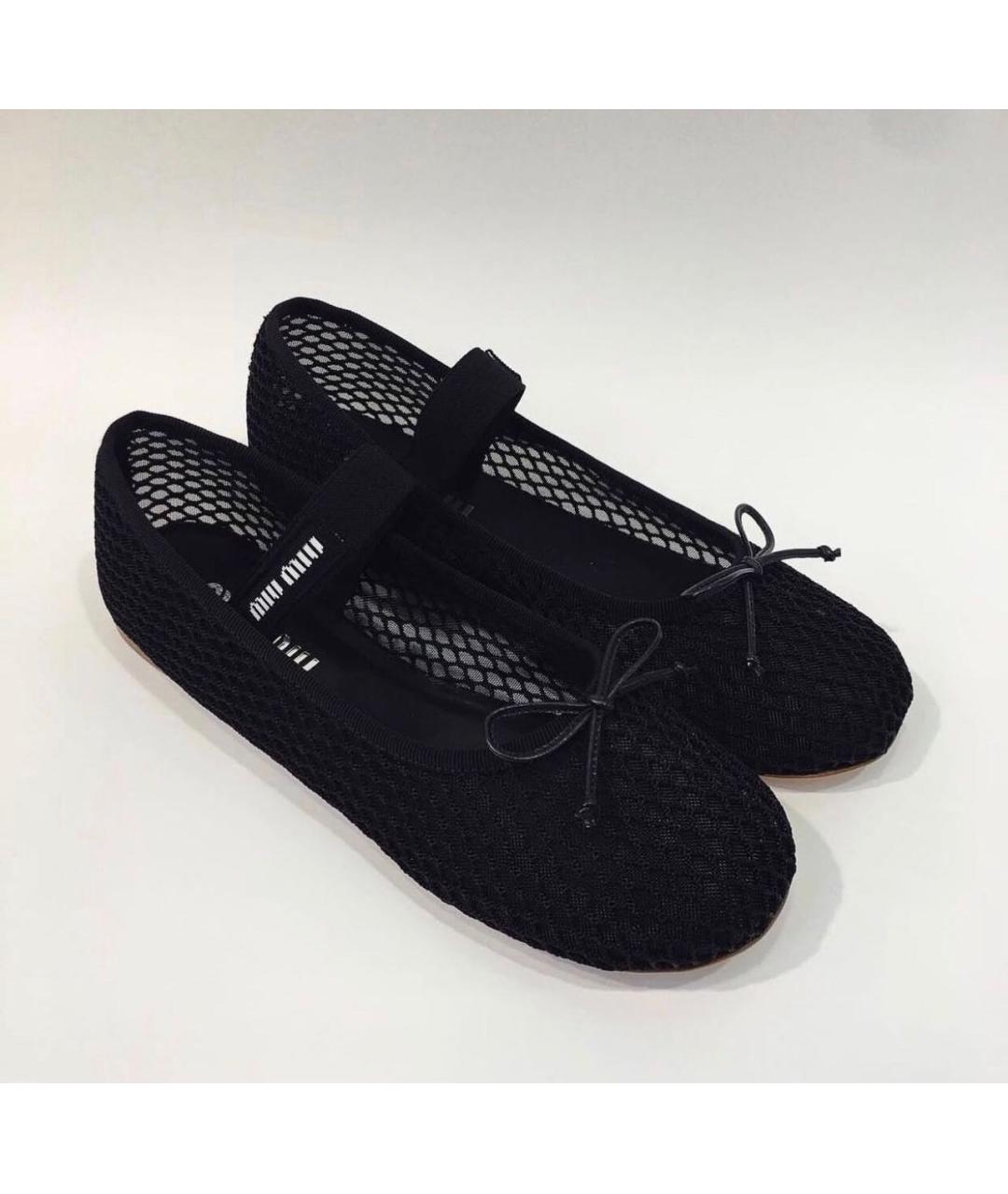 MIU MIU Черные текстильные балетки, фото 5