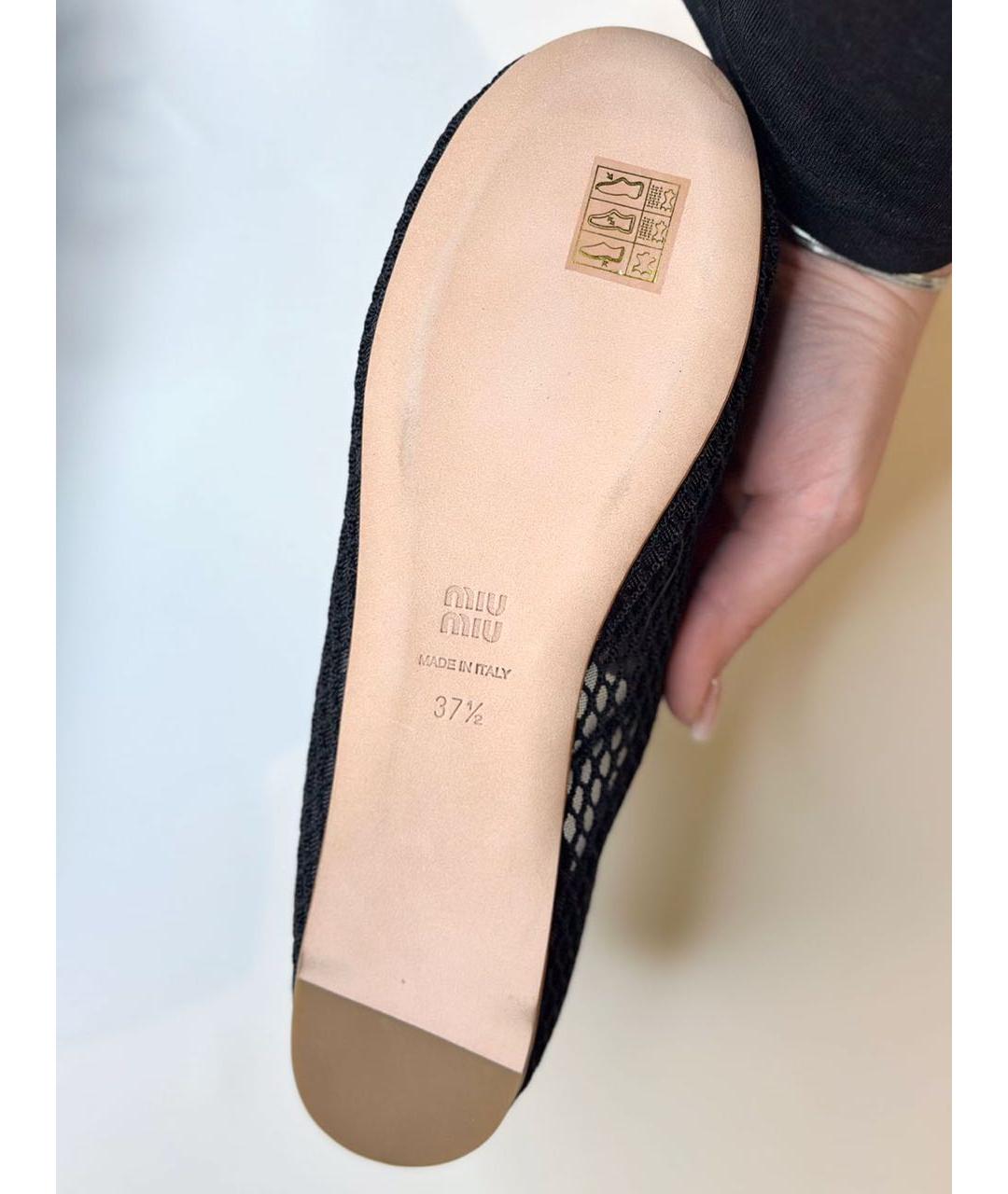 MIU MIU Черные текстильные балетки, фото 3
