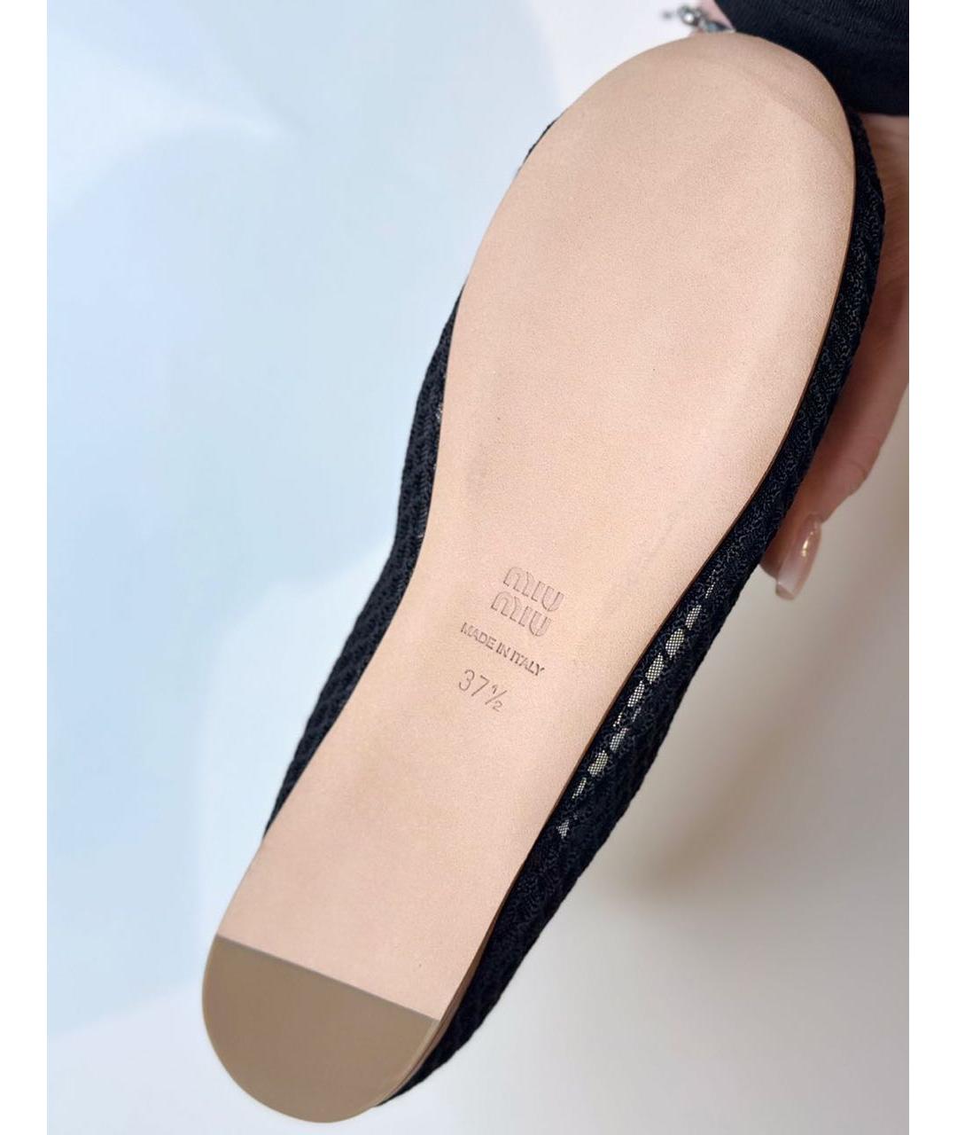 MIU MIU Черные текстильные балетки, фото 2