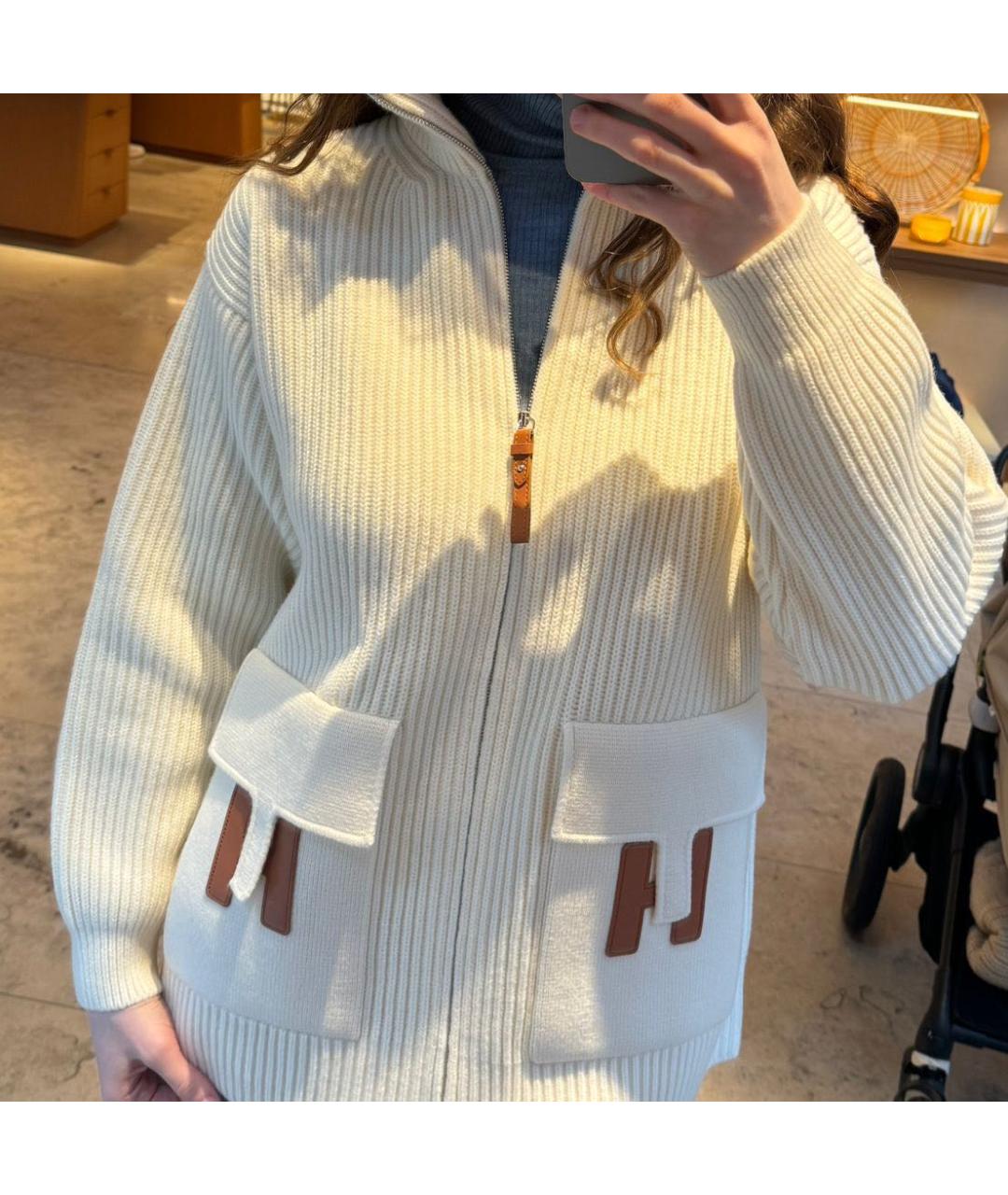 HERMES Бежевый шерстяной кардиган, фото 2