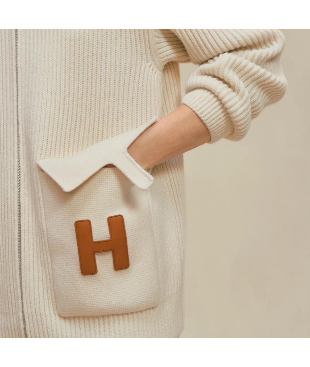 HERMES Бежевый шерстяной кардиган, фото 3