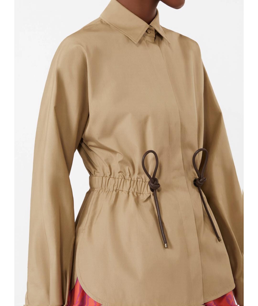 MAX MARA Бежевая хлопковая рубашка, фото 5