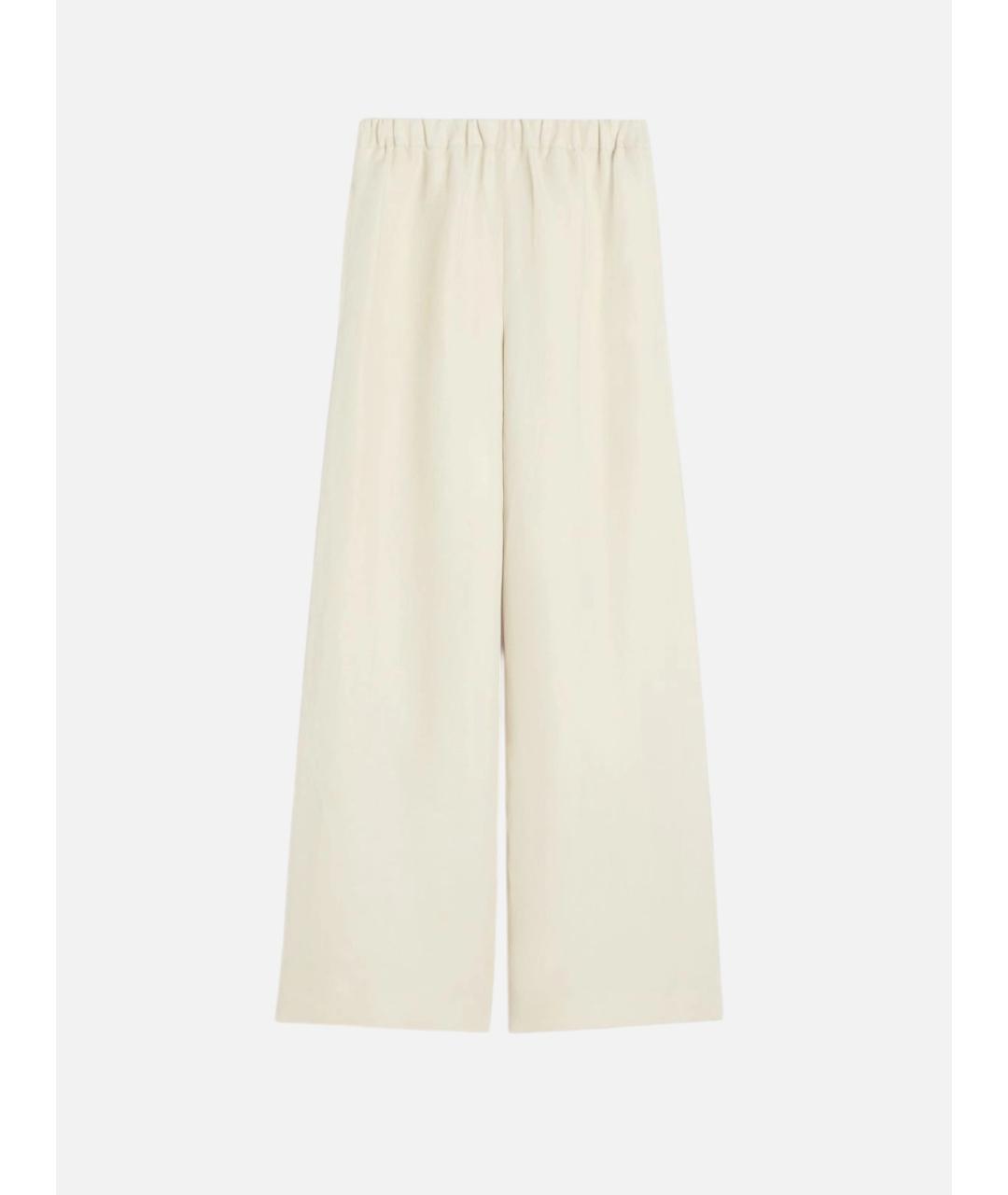 MAX MARA Бежевые льняные брюки широкие, фото 6