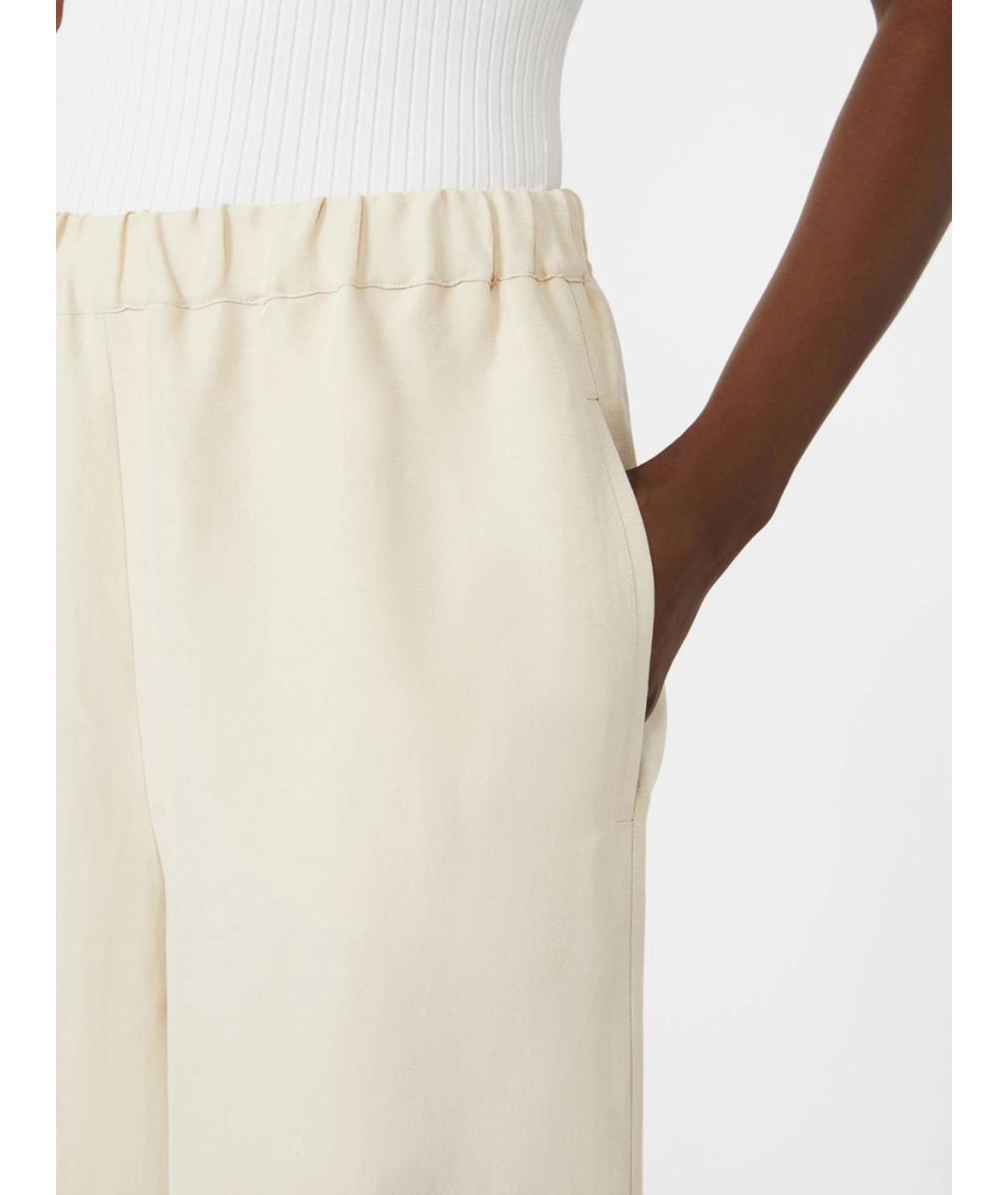 MAX MARA Бежевые льняные брюки широкие, фото 5