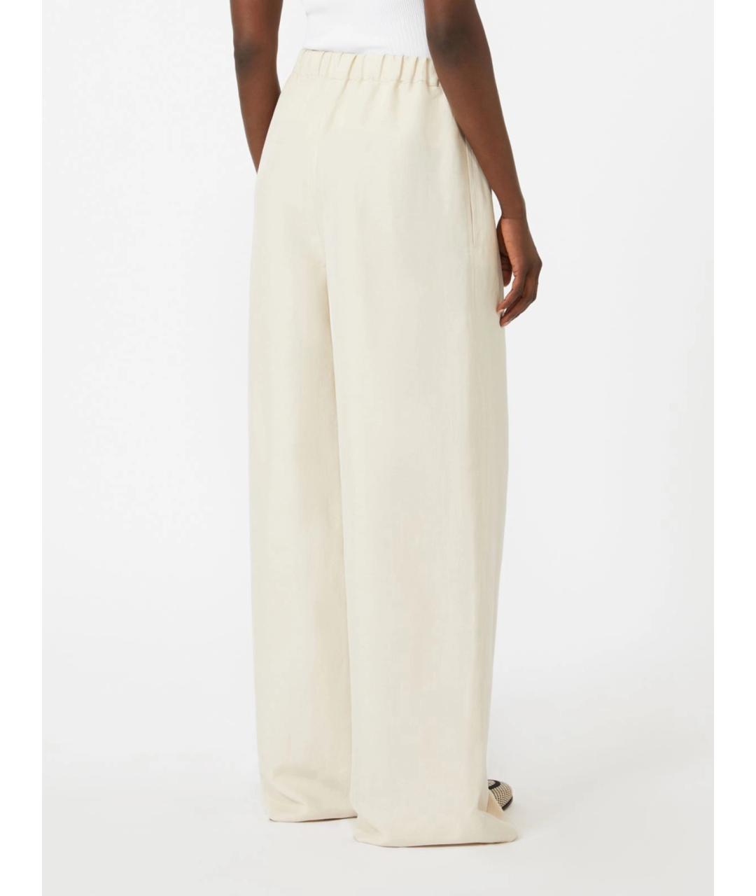 MAX MARA Бежевые льняные брюки широкие, фото 4