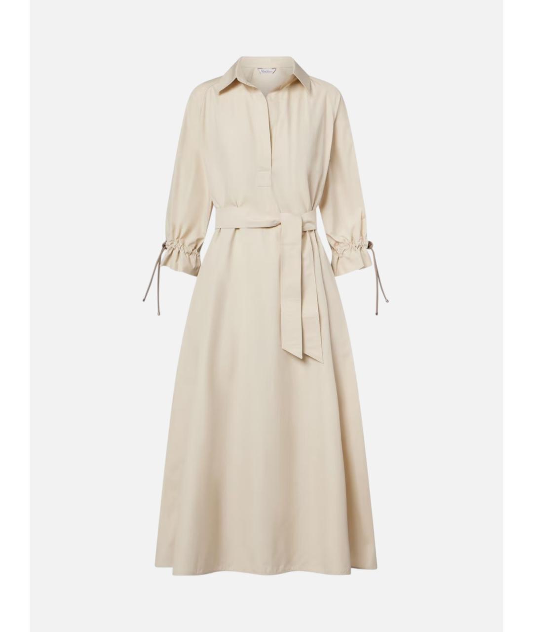 MAX MARA Бежевое хлопковое повседневное платье, фото 6