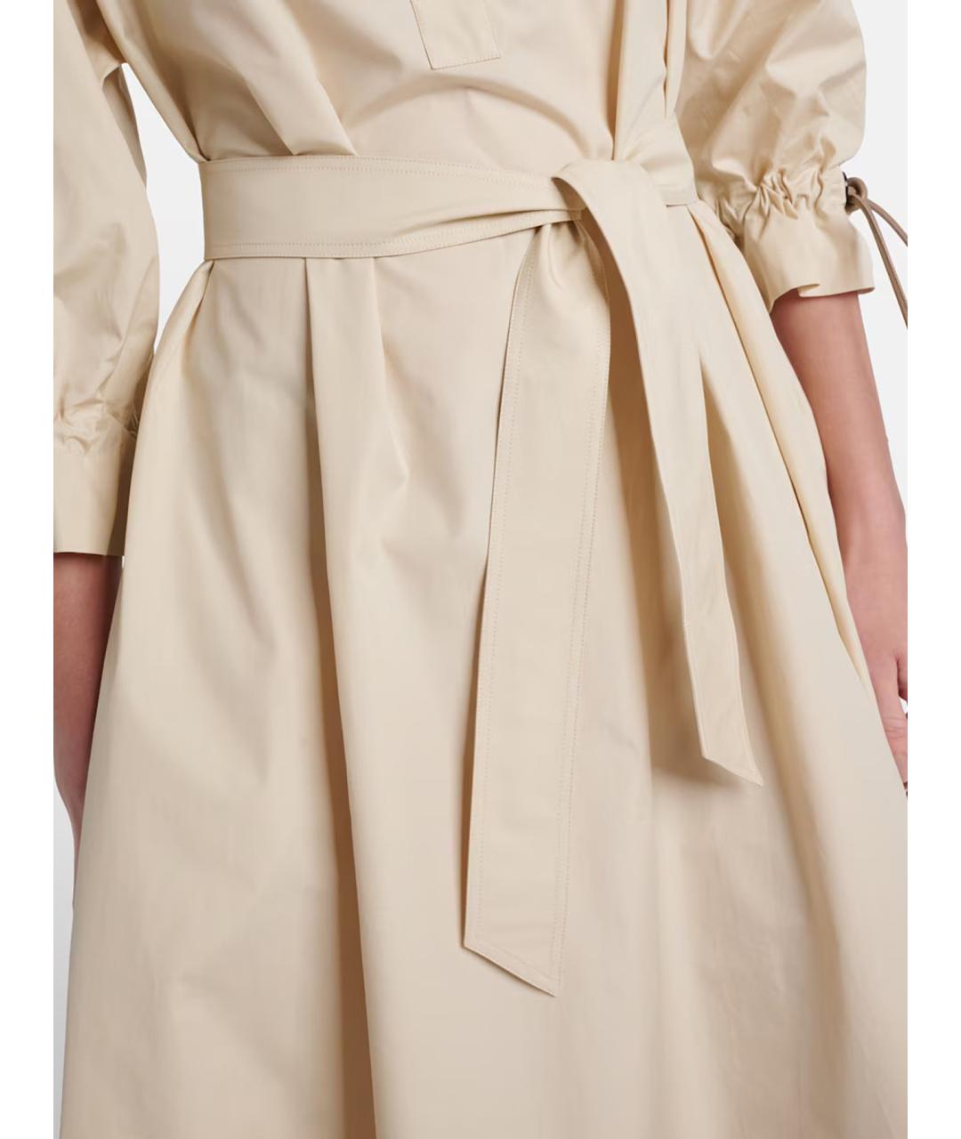 MAX MARA Бежевое хлопковое повседневное платье, фото 5