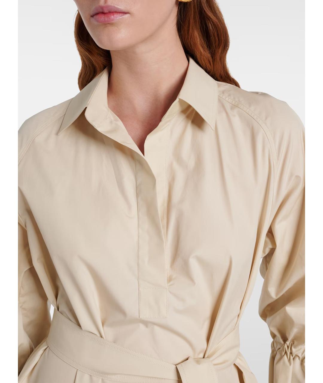 MAX MARA Бежевое хлопковое повседневное платье, фото 4