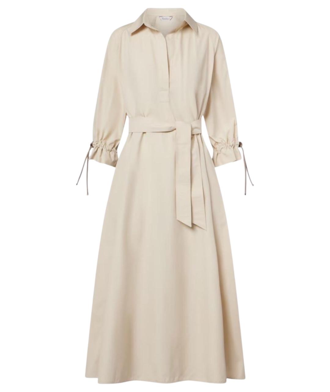 MAX MARA Бежевое хлопковое повседневное платье, фото 1
