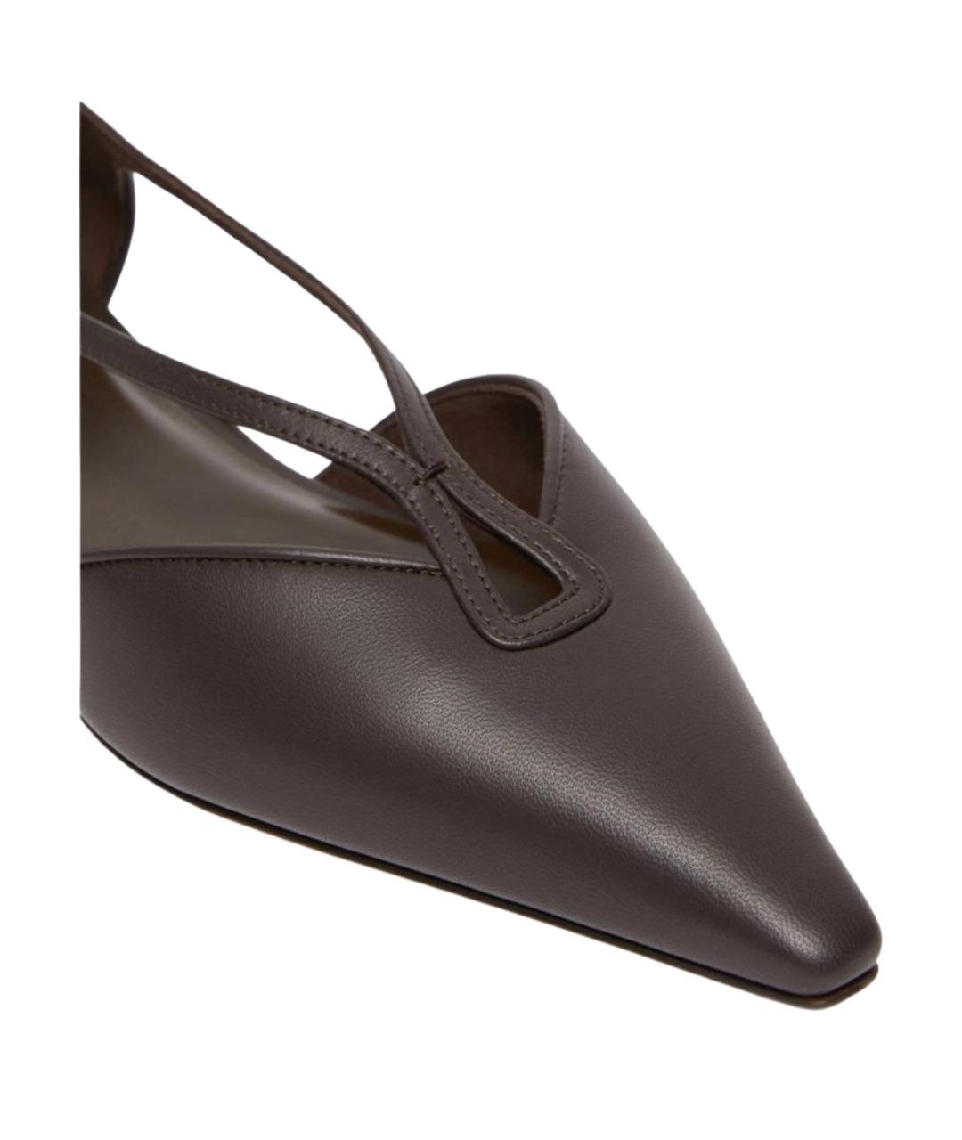 MAX MARA Коричневые кожаные балетки, фото 3