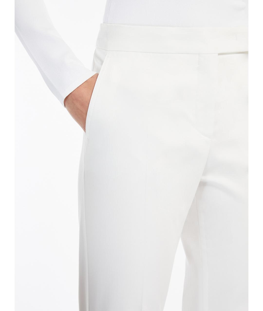 MAX MARA Белые хлопковые прямые брюки, фото 3