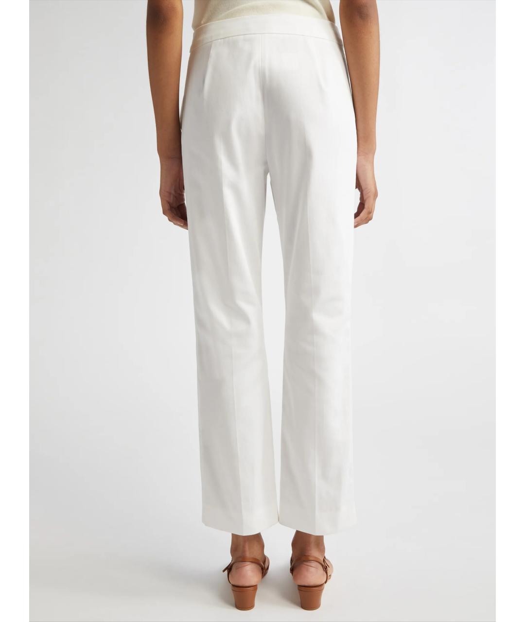 MAX MARA Белые хлопковые прямые брюки, фото 5